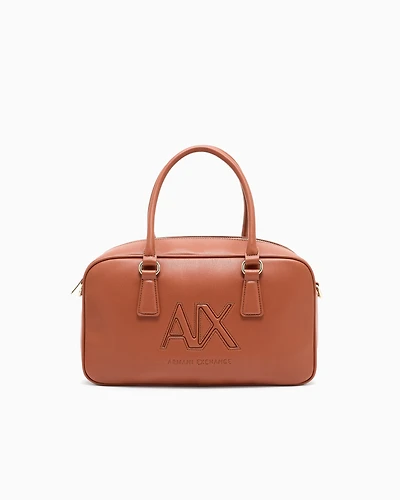 TOP HANDLE SHOULDER BAG WITH EMBOSSED LOGO