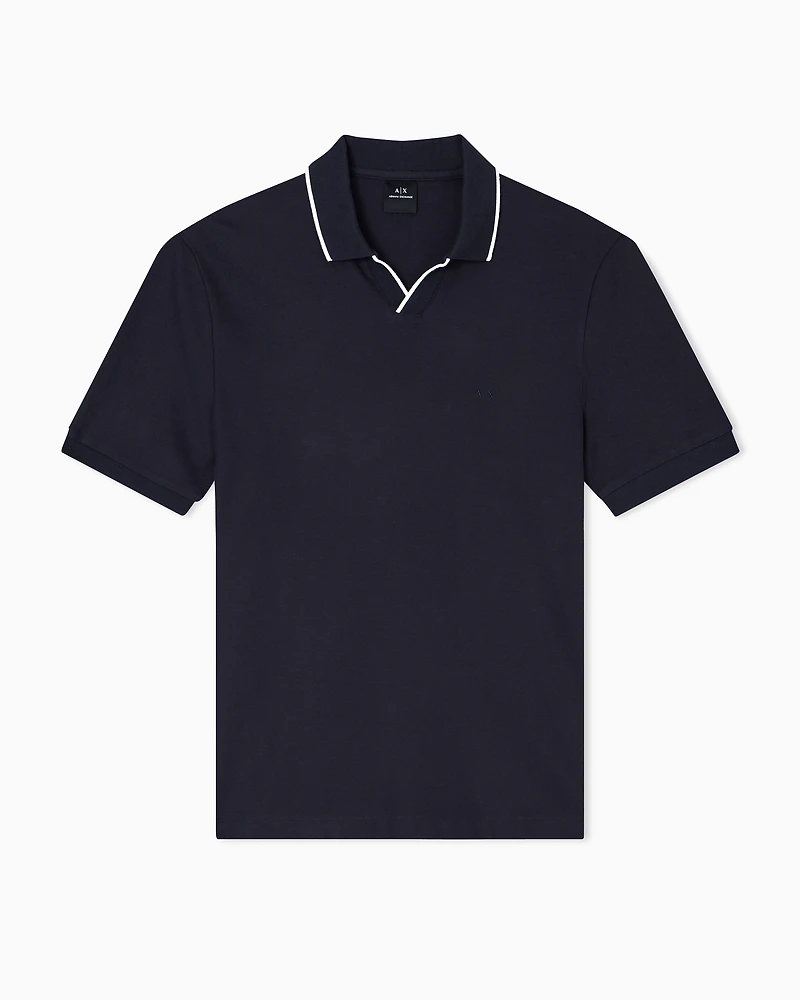 Armani Exchange - Polo shirt with contrasting profiles, Man, Navy Blue, Size: