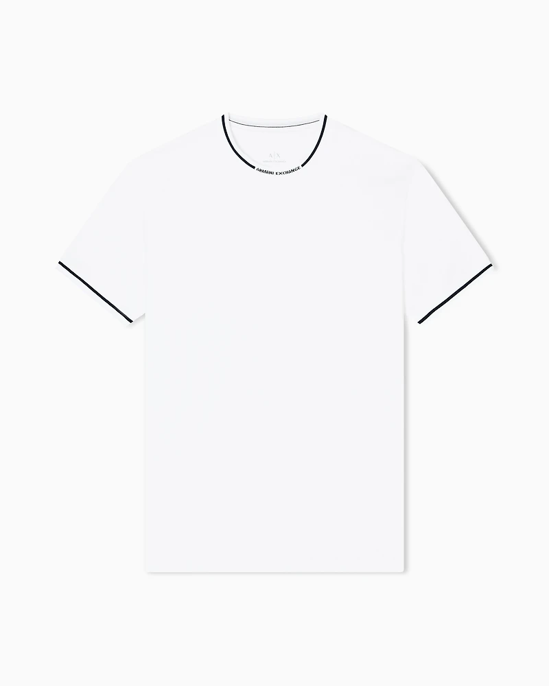 Regular fit T-shirt with contrasting piping