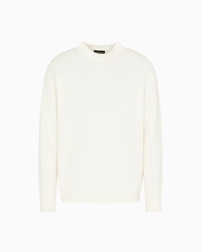Emporio Armani - Fisherman’s rib virgin-wool jumper, Man, White, Size: