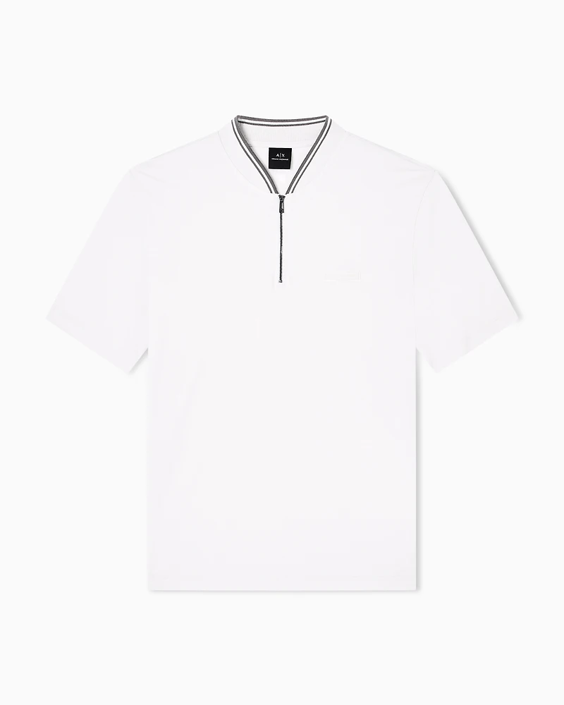Armani Exchange - Pique polo shirt with zip, Man, White, Size: