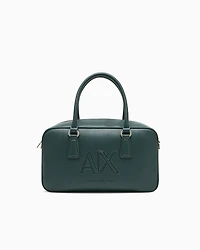 Armani Exchange - TOP HANDLE SHOULDER BAG WITH EMBOSSED LOGO, Woman, Green, Size: TU