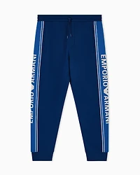 Emporio Armani - ASV double-jersey joggers with logo stripes, Man, Blue, Size: