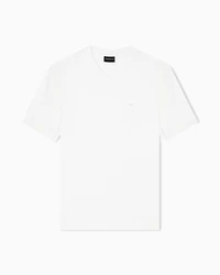 Emporio Armani - Modal jersey V-neck T-shirt with micro eagle embroidery, Man, White, Size: