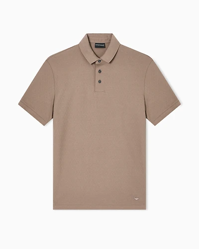 Emporio Armani - Jacquard jersey polo shirt, Man, Brown, Size: