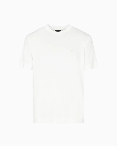 Emporio Armani - Modal jersey T-shirt with micro eagle embroidery, Man, White, Size: