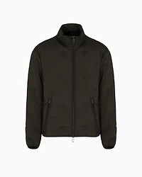 Emporio Armani - Full-zip nylon down jacket with inlaid all-over micro eagles, Man, Green, Size: