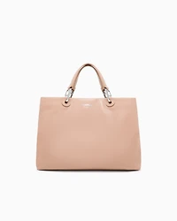 Emporio Armani - Nappa-leather medium MyEA shopper bag , Woman, Beige, Size: TU