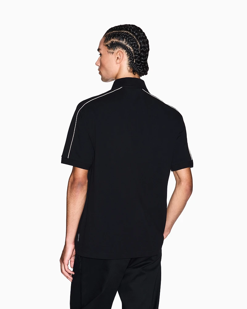 Armani Exchange - Contrasting piping pique polo shirt, Man, Black, Size: