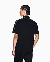 Armani Exchange - Contrasting piping pique polo shirt, Man, Black, Size: