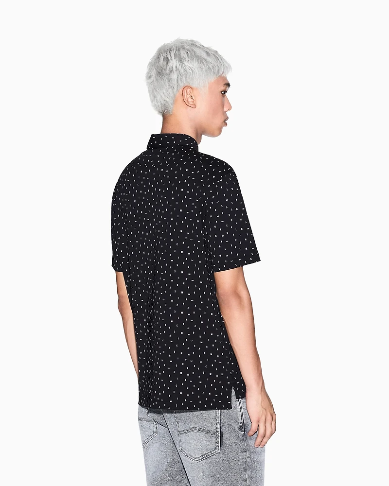 Armani Exchange - Regular fit polo shirt with lettering pattern, Man, Black, Size: