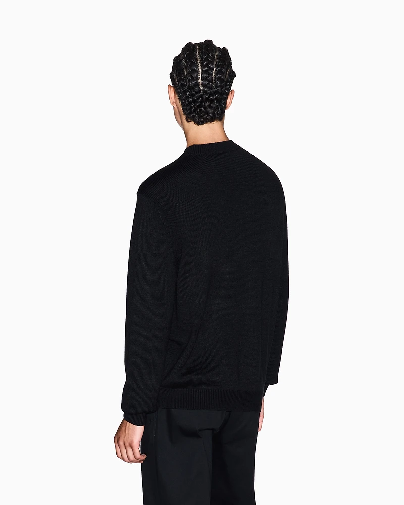 Armani Exchange - Wool and cotton crew neck sweater, Man, Black, Size: