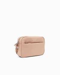 Emporio Armani - Leather camera case with shoulder strap, Woman, Beige, Size: TU