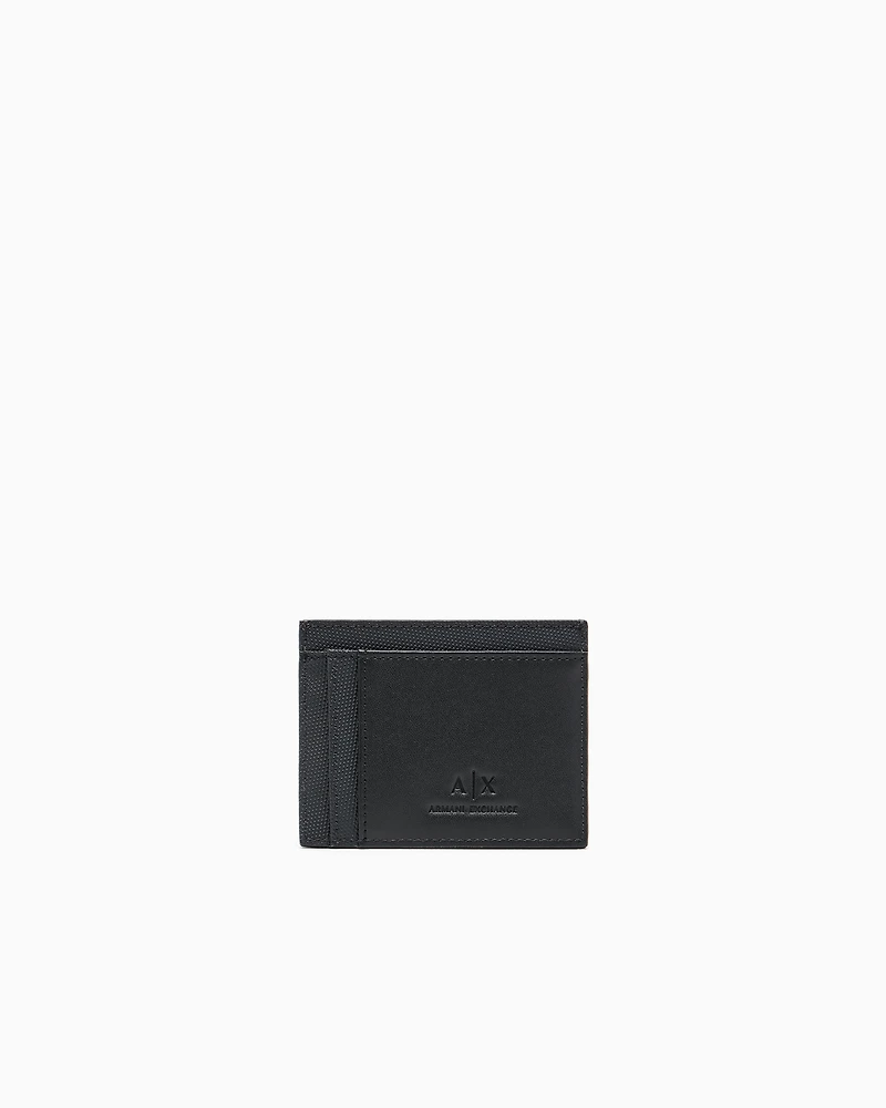 Armani Exchange - Card holder with monogram and stripes, Man, Blue, Size: TU