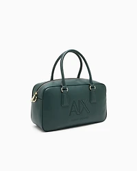Armani Exchange - TOP HANDLE SHOULDER BAG WITH EMBOSSED LOGO, Woman, Green, Size: TU