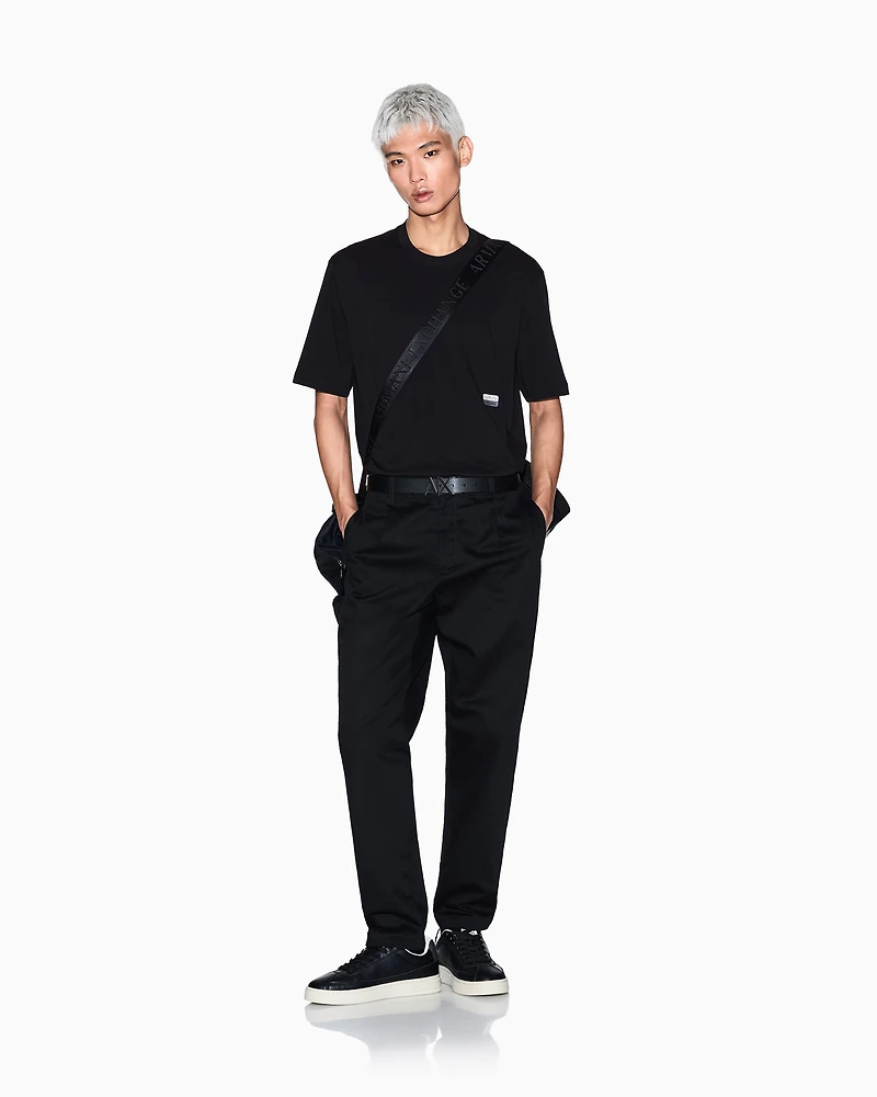 Armani Exchange - Regular fit T-shirt with small logo, Man, Black, Size:
