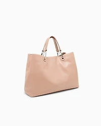 Emporio Armani - Nappa-leather medium MyEA shopper bag , Woman, Beige, Size: TU