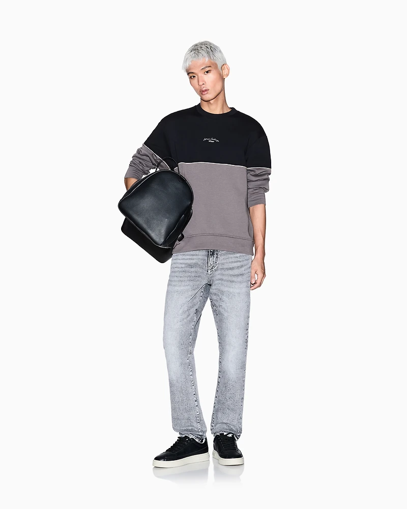 Armani Exchange - Two-tone sweatshirt stretch fabric, Man, Black, Size: