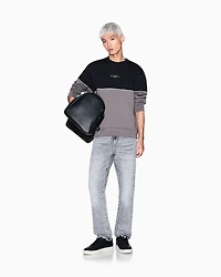 Armani Exchange - Two-tone sweatshirt stretch fabric, Man, Black, Size: