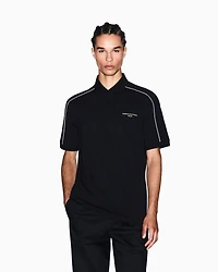 Armani Exchange - Contrasting piping pique polo shirt, Man, Black, Size: