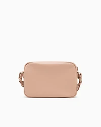 Emporio Armani - Leather camera case with shoulder strap, Woman, Beige, Size: TU