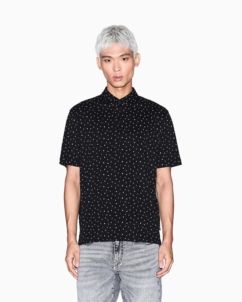 Armani Exchange - Regular fit polo shirt with lettering pattern, Man, Black, Size: