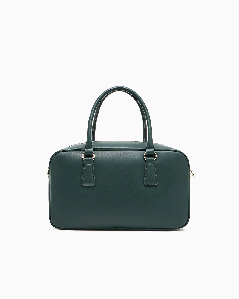 Armani Exchange - TOP HANDLE SHOULDER BAG WITH EMBOSSED LOGO, Woman, Green, Size: TU