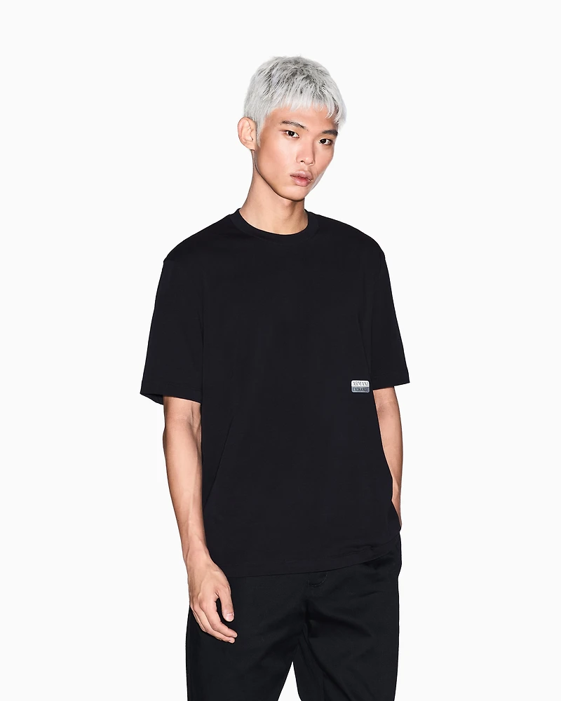 Armani Exchange - Regular fit T-shirt with small logo, Man, Black, Size: