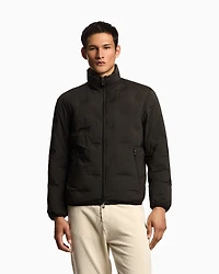 Emporio Armani - Full-zip nylon down jacket with inlaid all-over micro eagles, Man, Green, Size: