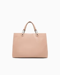 Emporio Armani - Nappa-leather medium MyEA shopper bag , Woman, Beige, Size: TU