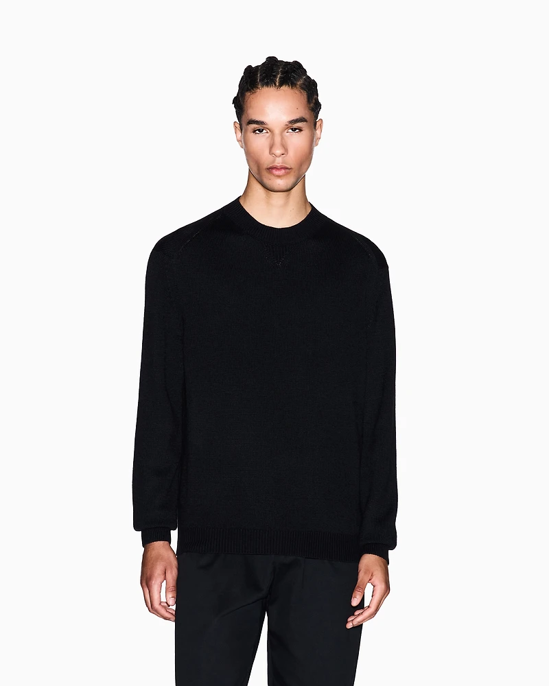 Armani Exchange - Wool and cotton crew neck sweater, Man, Black, Size: