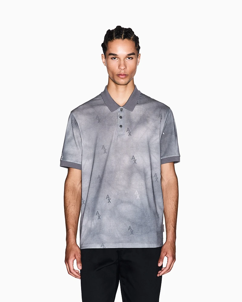 Armani Exchange - Regular fit polo shirt with shaded print, Man, Grey, Size: