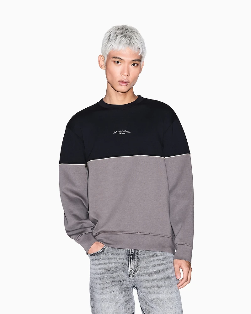 Armani Exchange - Two-tone sweatshirt stretch fabric, Man, Black, Size: