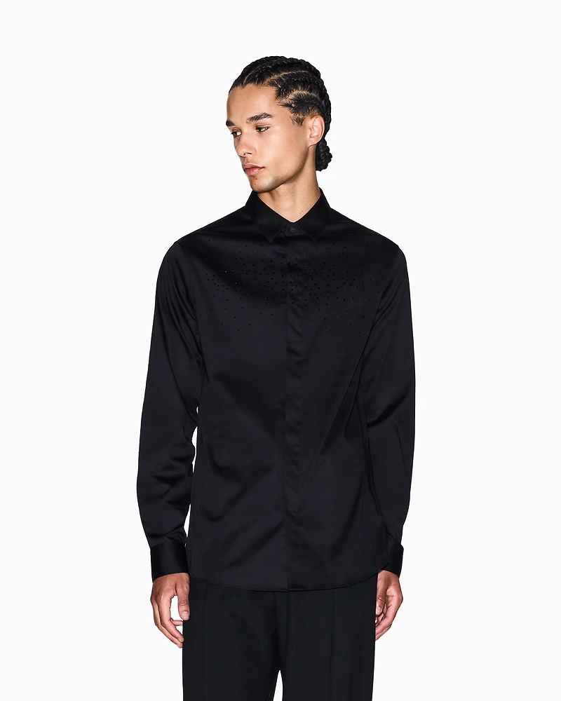 Armani Exchange - Shirt with rhinestones, Man, Black, Size: