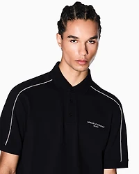 Armani Exchange - Contrasting piping pique polo shirt, Man, Black, Size: