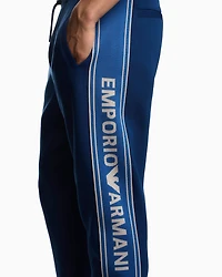 Emporio Armani - ASV double-jersey joggers with logo stripes, Man, Blue, Size: