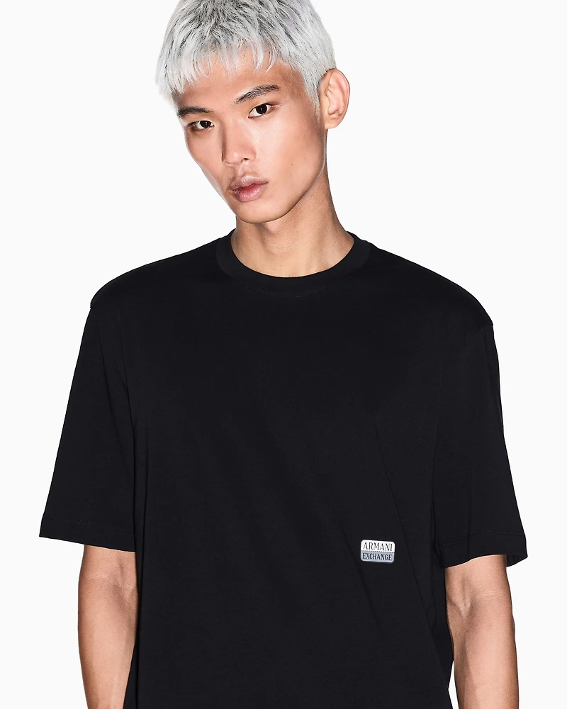 Armani Exchange - Regular fit T-shirt with small logo, Man, Black, Size: