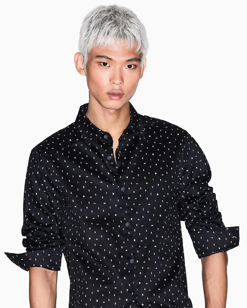 Regular fit shirt with lettering logo