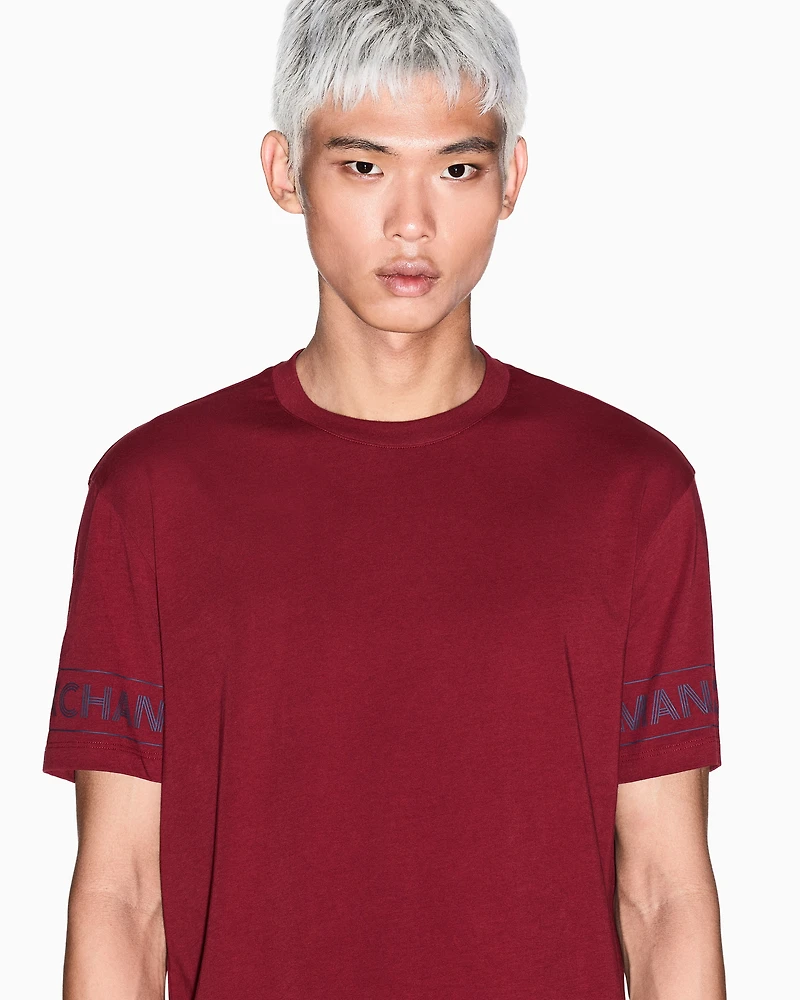 Armani Exchange - Regular fit T-shirt with printed sleeves, Man, Burgundy, Size: