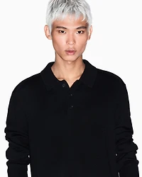 Armani Exchange - Wool and cotton knitted polo shirt, Man, Black, Size: