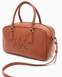 Armani Exchange - TOP HANDLE SHOULDER BAG WITH EMBOSSED LOGO, Woman, Camel, Size: TU