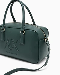 Armani Exchange - TOP HANDLE SHOULDER BAG WITH EMBOSSED LOGO, Woman, Green, Size: TU