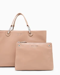Emporio Armani - Nappa-leather medium MyEA shopper bag , Woman, Beige, Size: TU