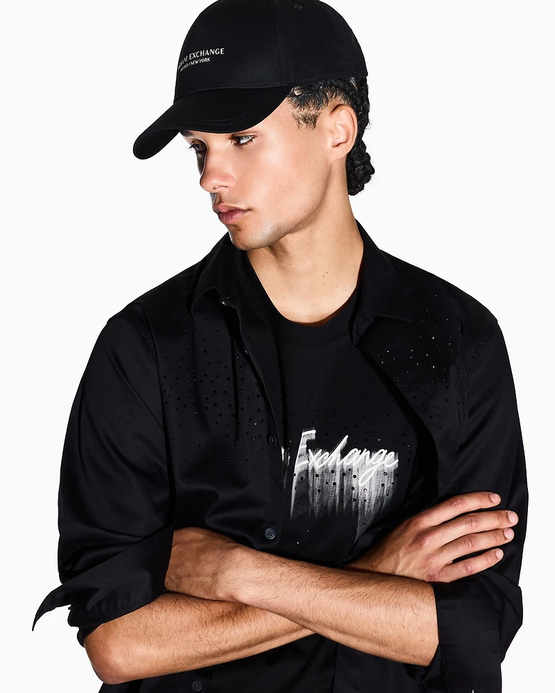 Armani Exchange - NY Logo Visor Hat, Man, Black, Size: TU
