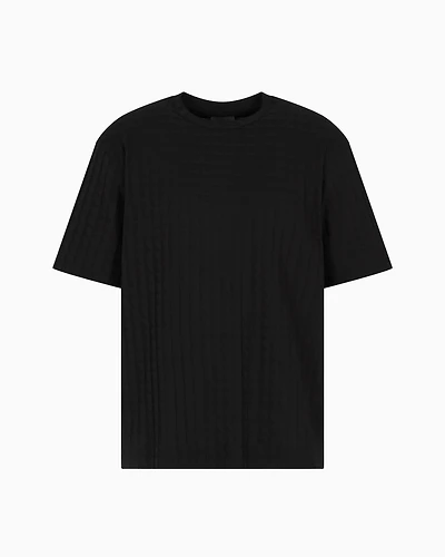 Emporio Armani - ASV jacquard jersey T-shirt with repeated eagle motif, Man, Black, Size: