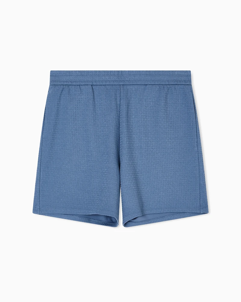 Emporio Armani - ASV Lyocell-blend jacquard jersey Bermuda shorts, Man, Light Blue, Size: