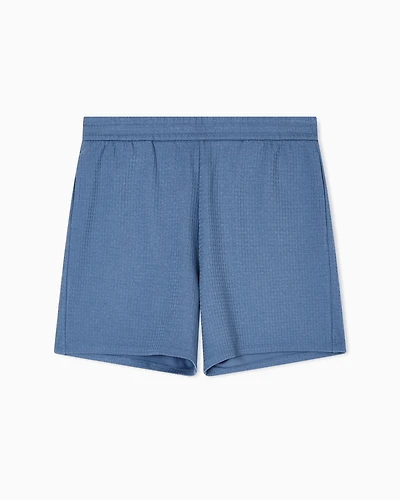 Emporio Armani - ASV Lyocell-blend jacquard jersey Bermuda shorts, Man, Light Blue, Size: