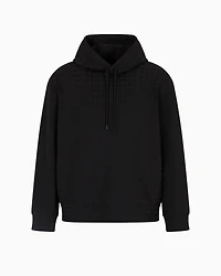 Emporio Armani - ASV Lyocell-blend jacquard jersey hooded sweatshirt with repeated eagle motif, Man, Black, Size: