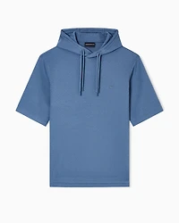 Emporio Armani - ASV Lyocell-blend jacquard jersey hooded sweatshirt, Man, Light Blue, Size: