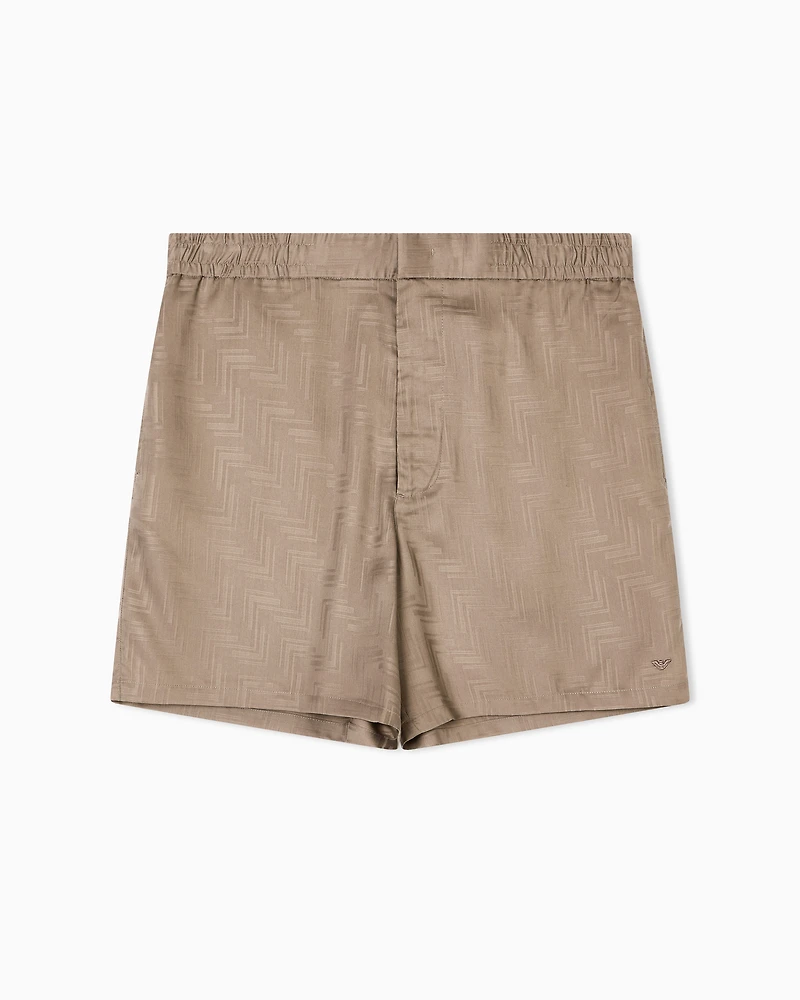 Emporio Armani - ASV jacquard Lyocell Bermuda shorts, Man, Brown, Size: